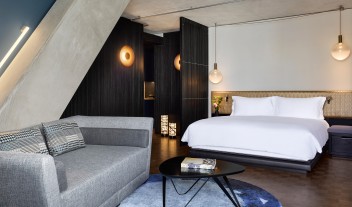Nobu Hotel Shoreditch Guestoom Bed in London